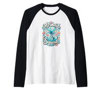 Mermaid Squad - Conchiglia a Forma di Cuore per Amanti dell'Oceano Maglia con Maniche Raglan