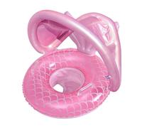 Mermaid Swimming Pool Floats,I nflatable Pool Swim Ring with Canopy, Pink Mermaid Tail with Sunshade, Float with Protective Seat, Heavy Duty PVC with Summer Style, Swimming Ring for Kids
