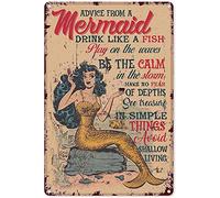 Mermaid Vintage Metal Tin Signs Drink Like A Fish Play On The Waves Funny Poster Cafe Living Room Kitchen Bathroom Home Art Wall Decor Plaque Gift
