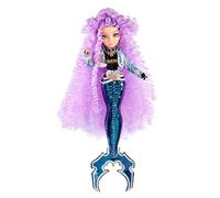 Mermaze Mermaidz - RIVIERA - Bambola alla moda sirena con coda che cambia colore in acqua calda e capelli ricci viola - Include vestito e accessori - Articolata, puó posare - 4+ anni