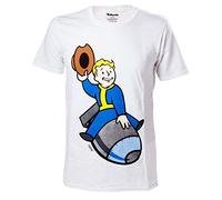 Meroncourt Uomo Vault Boy Bomber Short Sleeve T-Shirt, Bianco, X-Large - [Edizione: Regno Unito]
