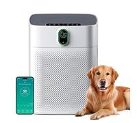 MERONTE Purificatore d'aria per casa e sale fumatori, anallergico, filtro HEPA contro polline di polvere, CADR 300 m³/h per 100 m², 24 dB Silenzioso, timer, feedback di qualità dell'aria e modalità