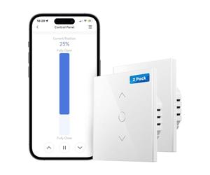 meross 2 Pcs Interruttore per tapparelle con Controllo percentuale (è necessario un filo neutro), Timer Switch per Persiane e Tende compatibile con Alexa, Google Home e SmartThings, Telecomando