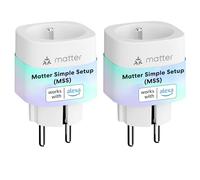 Meross 2PCS Matter Presa Smart con Consumo Energetico, Prese Alexa WiFi Con Matter, Facile da Installare, Misura Uscita del Pannello Solare Fotovoltaico, Supporto Per Apple Home, Alexa e Google Home