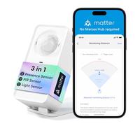 Meross Sensore di Presenza Matter, Smart Wi-Fi Sensore di Presenza con Cavo, Sensore di Movimento per Interno con Notifica APP per la Sicurezza Domestica, Compatibile con HomeKit, Alexa, Google Home