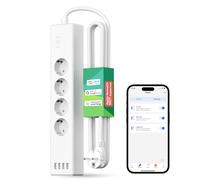 Meross 4000W Ciabatta WiFi Smart Alexa, Multipresa Controllo Vocale con 4 prese 4 Porte USB, Risparmio Energetico, Ciabatta Elettrica Protezione da Sovraccarico Supporta con Alexa, Google Home