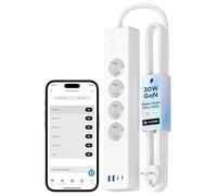 Meross Ciabatta Multipresa Matter con USB C 30W, Multipresa Smart WiFi Caricatore Rapido USB C Matter Simple Setup, Compatibile con Alexa, Apple HomeKit e Google, 16A, 4 Prese, 2 USB A e 2 USB C, 1,8M