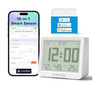 Meross Igrometro Termometro WiFi, Termometro Ambiente Interno WiFi con Ampio Display, Notifica Remota, Compatibile con Matter, Apple HomeKit, Alexa e Google Home (Con Hub)