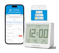 Meross Igrometro Termometro WiFi, Termometro Ambiente Interno WiFi con Ampio Display, Notifica Remota, Compatibile con Matter, Apple HomeKit, Alexa e Google Home (Con Hub)