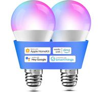 Meross Lampadina LED E27 Smart Compatibile con Apple HomeKit, Siri, Alexa, Google Home e SmartThings, Lampadina WiFi RGBWW, Dimmerabile, Multicolore, Controllo Vocale, 2700k-6500k, 2 Pezzi