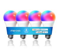 meross Lampadina Wifi Intelligente LED Dimmerabile Multicolore E27 9W Smart Light RGBWW Compatibile con Homekit, SmartThings, Amazon Alexa, Google Home, IFTTT, 4 pezzi
