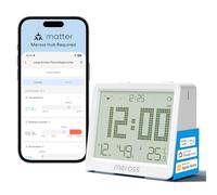 Meross Matter 10-in-1 Termometro Igrometro Ambiente Interno(Hub Richiesto) - Stazione Meteo WiFi con Display LCD, Automazione e Avvisi Smart, Compatibile con Apple HomeKit, Alexa e Google Home