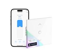 meross Matter Interruttore Tapparelle WiFi 80x80mm, Compatibile con Apple HomeKit Siri, Amazon Alexa, Google Assistant e Home Assistant, Controllo Percentuale(è Necessario Il Filo Neutro)