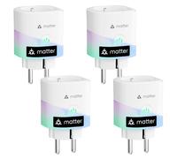Meross Matter Presa Smart con Monitoraggio Energia e Misure Produzione di Pannelli Solari Fotovoltaici, Presa Intelligente Supporto di Apple Home, Alexa e Google Home, Controllo Vocale e Remoto, 4 PC