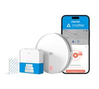 Meross Matter Rilevatore di fumo collegato con notifica app, allarme antincendio WiFi intelligente con doppio sensore ottico, allarme antincendio, rilevatore di fumo, 33 mm, con hub MSH450, 1 pezzo