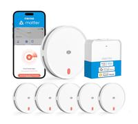 Meross Matter Rilevatore di fumo WiFi connesso, 6 pezzi con Hub MSH450