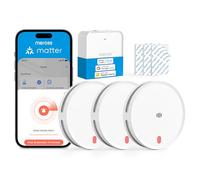 Meross Matter Rilevatore di fumo WiFi connesso, allarme antincendio intelligente con doppio sensore ottico, rilevatore di fumi con avviso APP, rete 0,8 mm, 33 mm, con Hub MSH450, 3 pezzi