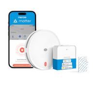 Meross Matter Rilevatore di fumo WiFi connesso, allarme antincendio intelligente con doppio sensore ottico, rilevatore di fumo con avviso APP, rete 0,8 mm, 33 mm, con Hub MSH450, 1 pezzo