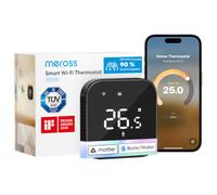 Meross Matter Termostato WiF Termostato Caldaia da Parete Nero | Programmi settimanali, blocco bambini, modalità estate, compatibile caldaie, risparmio energia, sensore extra, Gratuito app