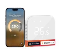Meross Matter Termostato Wifi, Termostato Ambiente per Riscaldamento a Pavimento WiFi, Riscaldamento Compatibile con HomeKit, Home Assistant, Alexa e Google, Controllo Vocale, Remoto e Programmazione