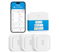 Meross Matter WIFI Sensore Acqua con Hub MSH450, Rilevamento 0,3 mm, 100dB