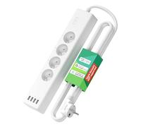 Meross Multipresa collegata (FR), 16A presa WiFi compatibile con Alexa e Google Home, multipresa programmabile (4 prese AC e 4 porte USB) con funzione del tempo e controllo remoto