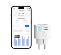 meross Presa collegata (tipo E), 16A presa WiFi mini compatibile con Alexa, Google Home e SmartThings, presa intelligente con misurazione del consumo di energia per pannello solare fotovoltaico