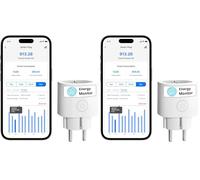 meross Presa collegata (tipo E), 16A presa WiFi mini compatibile con Alexa, Google Home e SmartThings, presa intelligente con misurazione del consumo di energia per pannello solare fotovoltaico