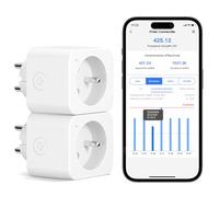 Meross Presa connessa (FR), 16A presa WiFi compatibile con Alexa e Google Home, Set di 2 prese di misurazione intelligente con controllo vocale, controllo remoto e configurazione Bluetooth