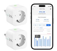 Meross Presa Smart Alexa con Monitoraggio Energetico, Presa WiFi 16A, Presa Smart Schuko Compatibile con Alexa, Google Home e SmartThings, Controllo Vocale e Remoto App, 3840W, 2 Pezzi