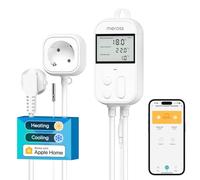 Meross Presa Smart Termostato Temperatura, per Homebrew, Allevamento, Serra | Termoregolatore Intelligente WiFi Digitale per HomeKit, Alexa e Google Home, Controllo di App e Vocale, IP68 e ±0.5°C