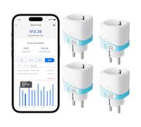 Meross Presa Smart WiFi con Monitoraggio Consumi, Presa Intelligente 16A, Presa Smart Schuko (Type F) Compatibile con Alexa, Google Home e SmartThings, Controllo Vocale e Remoto, 4 Pezzi