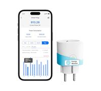 Meross Presa Smart WiFi con Monitoraggio Consumi, Presa Intelligente 16A, Presa Smart Schuko (Type F) Compatibile con Alexa, Google Home e SmartThings, Controllo Vocale e Remoto, 1 Pezzo