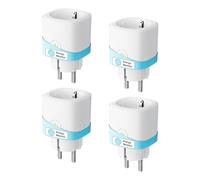 Meross Presa Smart WiFi con Monitoraggio Consumi, Presa Intelligente 16A, Presa Smart Schuko (Type F) Compatibile con Alexa, Google Home e SmartThings, Controllo Vocale e Remoto, 4 Pezzi