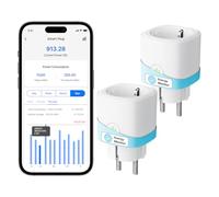 Meross Presa Smart WiFi con Monitoraggio Consumi, Presa Intelligente 16A, Presa Smart Schuko (Type F) Compatibile con Alexa, Google Home e SmartThings, Controllo Vocale e Remoto, 2 Pezzi