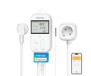 Meross Regolatore di temperatura Smart Termostato Presa per HomeKit Digitale WiFi Termostato Riscaldamento Presa con Sonda per Riscaldamento e Raffreddamento 16 A, 2,4 GHz