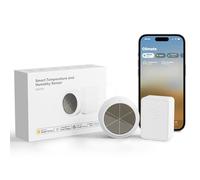 Meross Sensore intelligente di temperatura e umidità, termometro e igrometro WiFi, con batteria solare/avviso/archiviazione dati, per automazione domestica, funziona con HomeKit Alexa Google Home