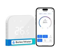 Meross Termostato WiFi, Termostato Caldaia WiFi, Termostato Smart per Alexa e Google Home, Termometro Ambiente Funzione Programmazione, LED Digitale Vetro Touchscreen