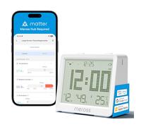 Meross Termometro Ambiente Interno WiFi, Termometro Igrometro WiFi con Allarme di Notifica, 3 Anni Durata Batteria, Compatibile con Matter, Apple HomeKit, Alexa e Google Home (Richiede un Hub)