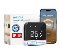 Meross Termostato WiFi Alexa Termostato Caldaia da Parete Nero | Display touch regolabile, Rilevamento finestra aperta, tasti silenziosi, controllo vocale Alexa Google, zero abbonamenti