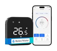 Meross Termostato WiFi Alexa Termostato Caldaia da Parete Nero | Rilevamento finestra aperta, Display touch regolabile, tasti silenziosi, controllo vocale Alexa Google, zero abbonamenti