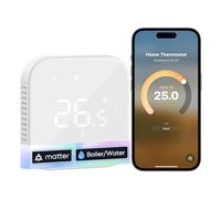Meross Termostato WiFi Matter Termostato Caldaia da Parete Bianco | Rilevamento finestra aperta, Display touch regolabile, tasti silenziosi, controllo vocale Alexa Siri Google, zero abbonamenti