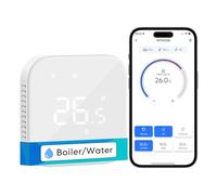 Meross Termostato WiFi, Termostato Caldaia WiFi, Termostati Smart per il Riscaldamento dell'acqua a Pavimento, Compatibile con Alexa e Google Home, LED Digitale Vetro Touchscreen