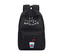 Merran Zaino per la scuola, da donna, in cotone, per la scuola, per il laptop, per la scuola, il viaggio, per il campeggio, leggero e trendy Nero Nero taglia unica