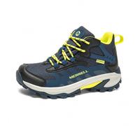 Merrell Moab Speed 2 Mid Impermeabile, Blu Navy/Hi Viz, 11 Big Kid