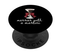 Merrier con un martini Martini Christmas Bow Martini cocktail PopSockets PopGrip Adesivo