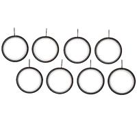 Merriway BH03204 Anelli per Aste per Tende in Metallo, Tipo Silent con Occhiello Fisso, Nero, Set di 8 Pezzi