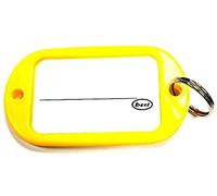 Merriway BH04022 Portaetichette per Chiavi e Bagagli con Anello, con Inserto per Etichetta in Cartoncino, Giallo, 55 x 28 mm, Set di 5 Pezzi