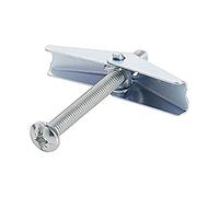 Merriway BH04752 Elemento di Ancoraggio a Molla con Vite Interamente Filettata per Pareti in Cartongesso e Porte Cave, M6, Bianco, 75 mm, Set di 4 Pezzi