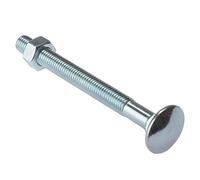 Merriway BH04829 Bullone a Testa Tonda e Quadro Sottotesta con Dado, Finitura Zincata, M8, Bianco, Pack of 25, Set di 25 Pezzi